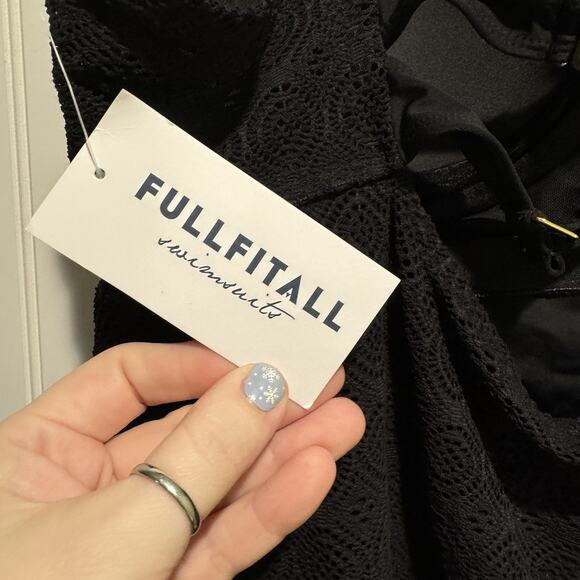 Swimsuits For All Black Crochet Lace Underwire Tankini Swim Top NEW Plus Size 22 - Picture 9 of 9